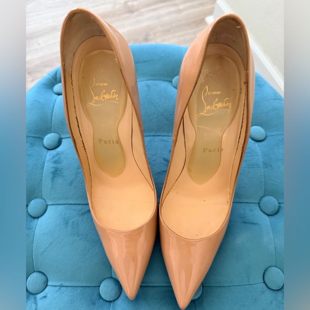Christian Louboutin Tan Patent Leather Heels